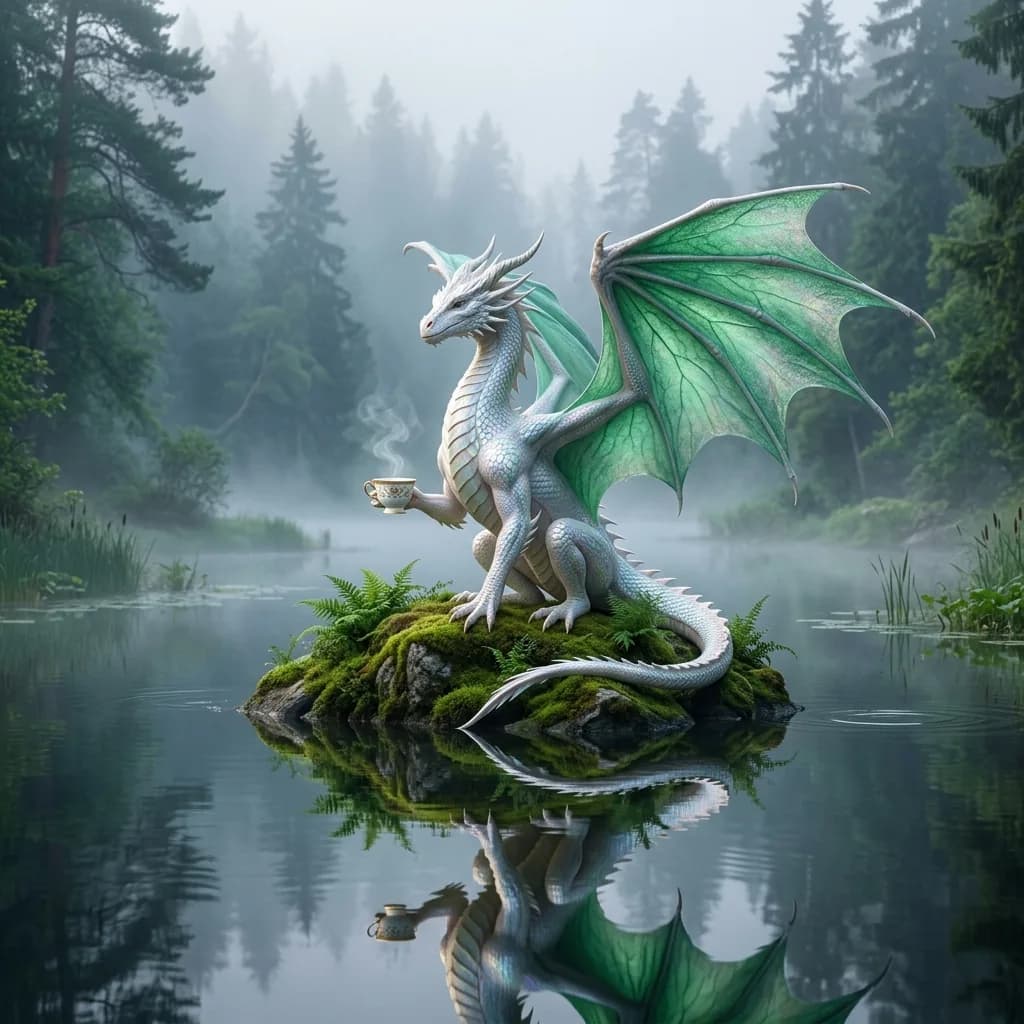 Majestic Dragon with Teacup (Nano Banana Pro Image Prompt)