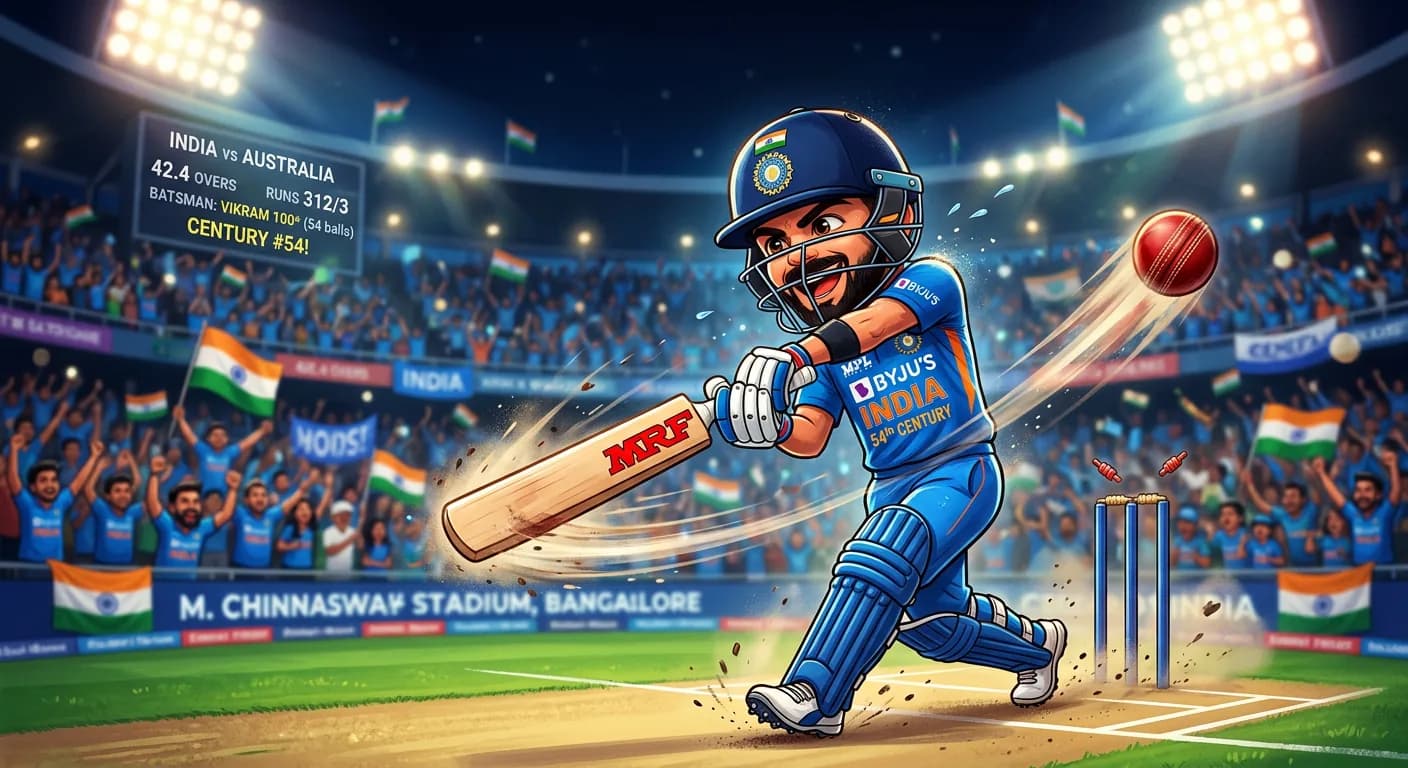 Virat Kohli Nano-Style Cricket Cartoon