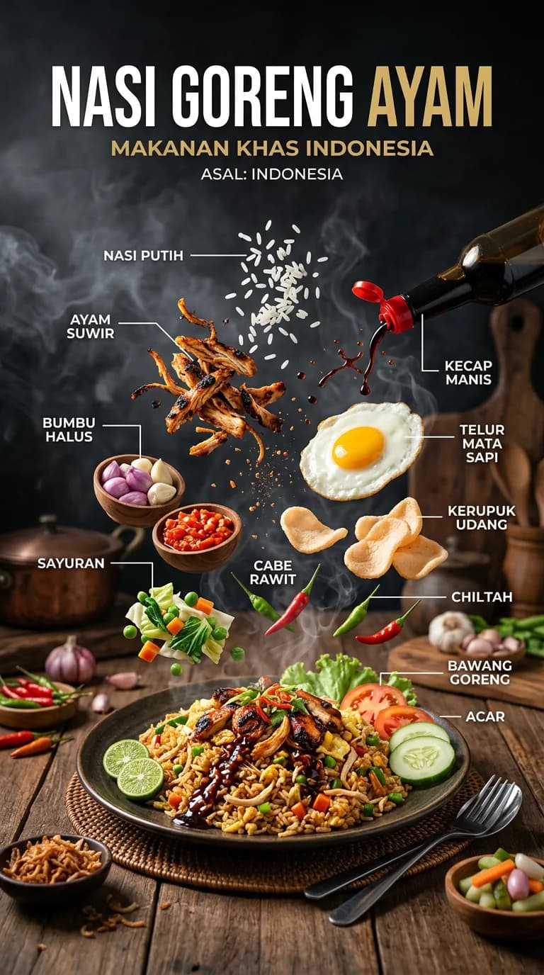 Hyper-Realistic Indonesian Food Infographic Poster